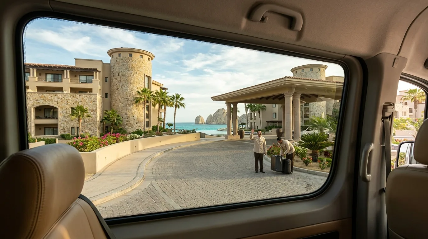 Comfortable interior of a luxury private transfer vehicle in Los Cabos