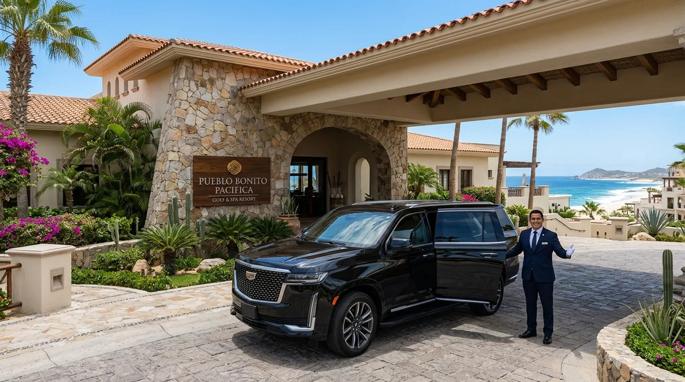 Luxury SUV at Pueblo Bonito Pacifica for airport transfer