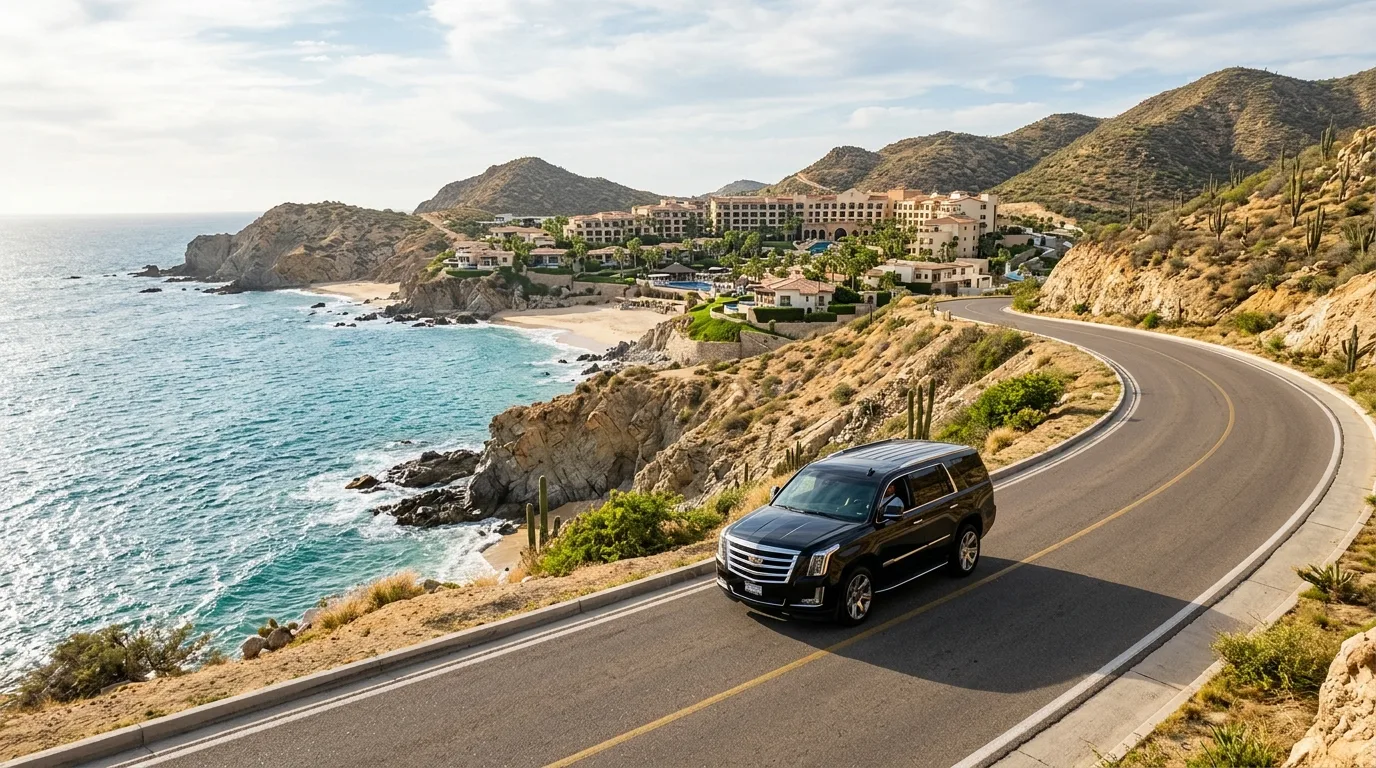 Spacious interior of a luxury private van for Los Cabos airport transfers