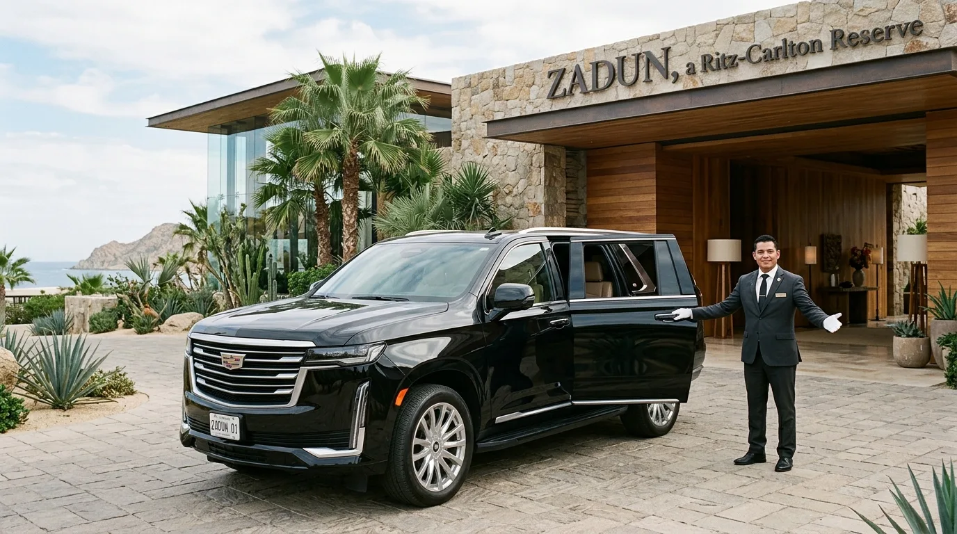 Luxury private transfer SUV at Zadun, a Ritz-Carlton Reserve, Los Cabos