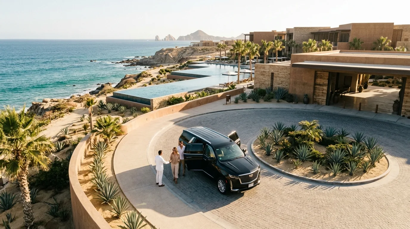 Spacious interior of a luxury private transfer van for Zadun Los Cabos